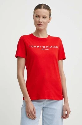 Tommy Hilfiger t-shirt bawełniany damski kolor czerwony WW0WW40276