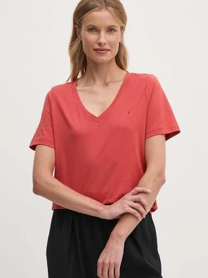 Tommy Hilfiger t-shirt bawełniany damski kolor czerwony