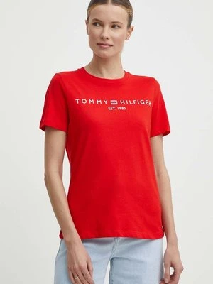 Tommy Hilfiger t-shirt bawełniany damski kolor czerwony WW0WW40276