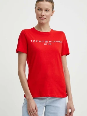 Tommy Hilfiger t-shirt bawełniany damski kolor czerwony WW0WW40276