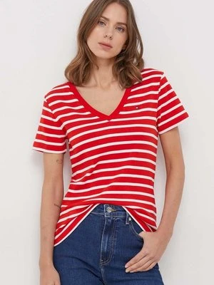 Tommy Hilfiger t-shirt bawełniany damski kolor czerwony WW0WW40584