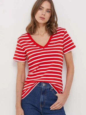 Tommy Hilfiger t-shirt bawełniany damski kolor czerwony WW0WW40584