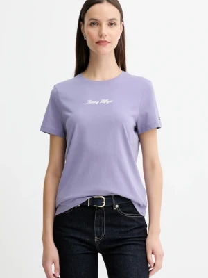 Tommy Hilfiger t-shirt bawełniany damski kolor fioletowy WW0WW47460