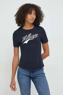 Tommy Hilfiger t-shirt bawełniany damski kolor granatowy WW0WW41056