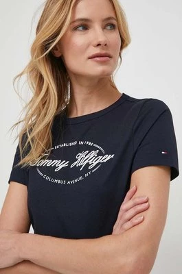 Tommy Hilfiger t-shirt bawełniany damski kolor granatowy WW0WW41039