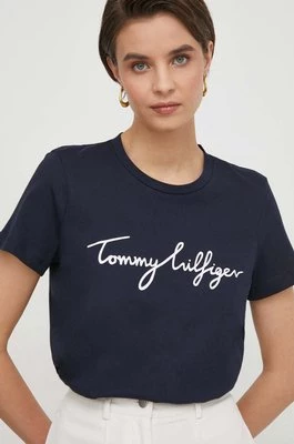 Tommy Hilfiger t-shirt bawełniany damski kolor granatowy WW0WW41674