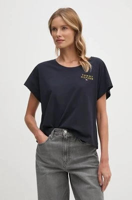 Tommy Hilfiger t-shirt bawełniany damski kolor granatowy UW0UW05570