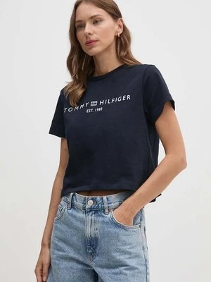 Tommy Hilfiger t-shirt bawełniany damski kolor granatowy WW0WW39782