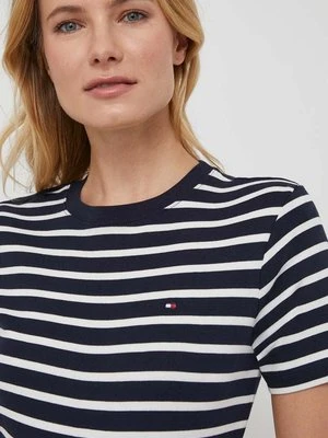 Tommy Hilfiger t-shirt bawełniany damski kolor granatowy WW0WW40587