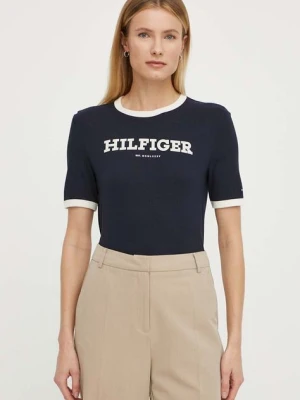 Tommy Hilfiger t-shirt bawełniany damski kolor granatowy WW0WW41208