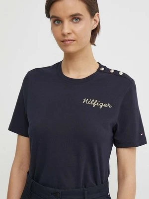 Tommy Hilfiger t-shirt bawełniany damski kolor granatowy WW0WW41211