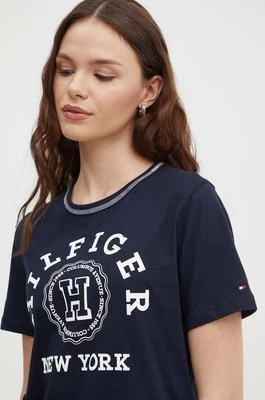 Tommy Hilfiger t-shirt bawełniany damski kolor granatowy WW0WW41575