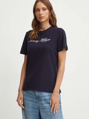 Tommy Hilfiger t-shirt bawełniany damski kolor granatowy WW0WW43459