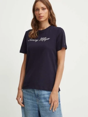 Tommy Hilfiger t-shirt bawełniany damski kolor granatowy WW0WW43459