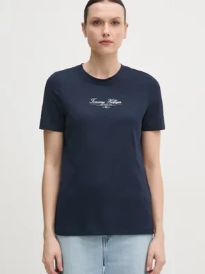 Tommy Hilfiger t-shirt bawełniany damski kolor granatowy WW0WW45428