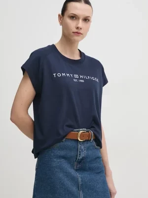 Tommy Hilfiger t-shirt bawełniany damski kolor granatowy WW0WW46113