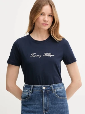 Tommy Hilfiger t-shirt bawełniany damski kolor granatowy WW0WW47210