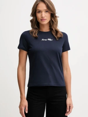 Tommy Hilfiger t-shirt bawełniany damski kolor granatowy WW0WW47460