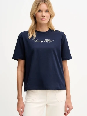 Tommy Hilfiger t-shirt bawełniany damski kolor granatowy WW0WW47819