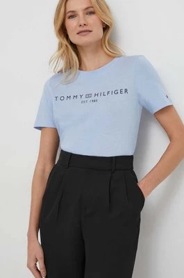 Tommy Hilfiger t-shirt bawełniany damski kolor niebieski WW0WW40276