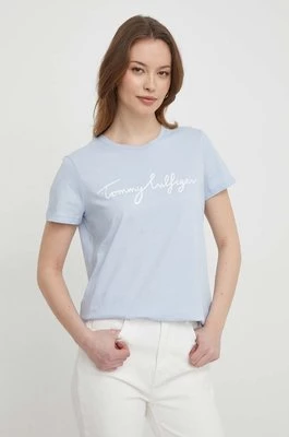 Tommy Hilfiger t-shirt bawełniany damski kolor niebieski WW0WW41674