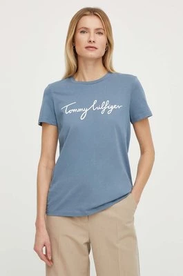 Tommy Hilfiger t-shirt bawełniany damski kolor niebieski WW0WW41674