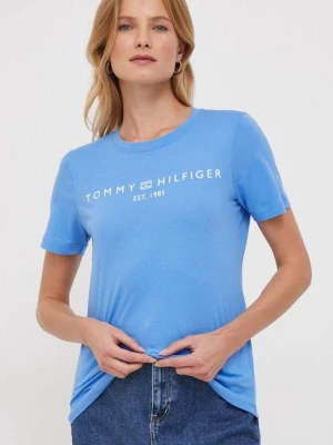 Tommy Hilfiger t-shirt bawełniany damski kolor niebieski WW0WW40276