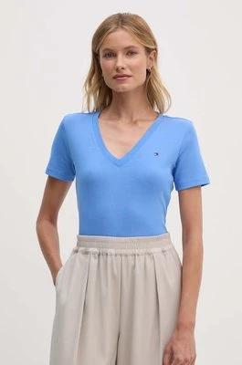 Tommy Hilfiger t-shirt bawełniany damski kolor niebieski WW0WW40584