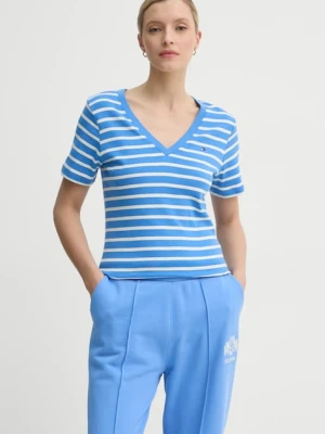 Tommy Hilfiger t-shirt bawełniany damski kolor niebieski WW0WW40584