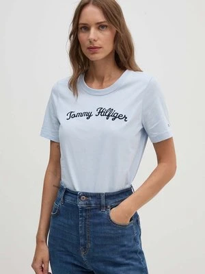 Tommy Hilfiger t-shirt bawełniany damski kolor niebieski WW0WW42589