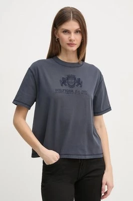 Tommy Hilfiger t-shirt bawełniany damski kolor niebieski WW0WW43897