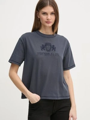 Tommy Hilfiger t-shirt bawełniany damski kolor niebieski WW0WW43897