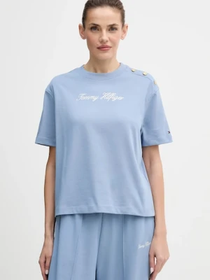 Tommy Hilfiger t-shirt bawełniany damski kolor niebieski WW0WW47819