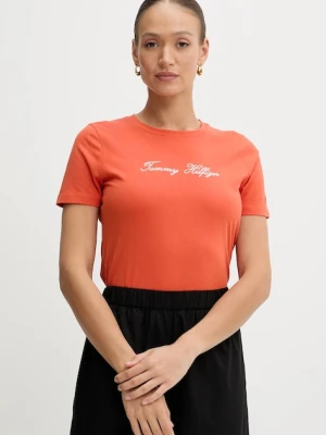 Tommy Hilfiger t-shirt bawełniany damski kolor pomarańczowy WW0WW45746