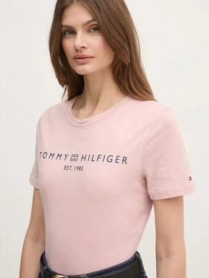 Tommy Hilfiger t-shirt bawełniany damski kolor różowy WW0WW40276