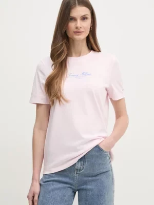 Tommy Hilfiger t-shirt bawełniany damski kolor różowy WW0WW45428