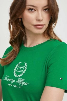 Tommy Hilfiger t-shirt bawełniany damski kolor zielony WW0WW41761
