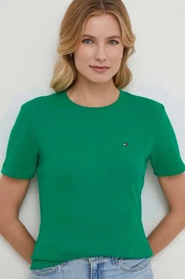 Tommy Hilfiger t-shirt bawełniany damski kolor zielony WW0WW40587