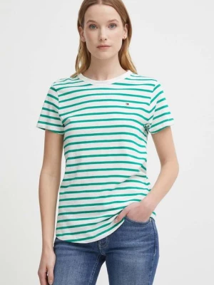 Tommy Hilfiger t-shirt bawełniany damski kolor zielony WW0WW37857