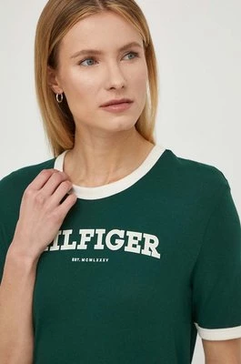Tommy Hilfiger t-shirt bawełniany damski kolor zielony WW0WW41208