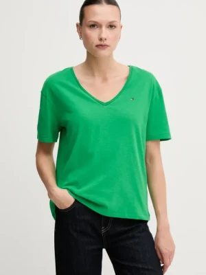Tommy Hilfiger t-shirt bawełniany damski kolor zielony WW0WW43901