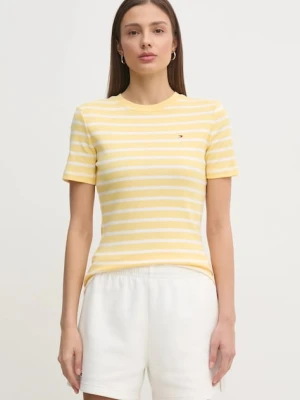 Tommy Hilfiger t-shirt bawełniany damski kolor żółty WW0WW40587