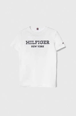 Tommy Hilfiger t-shirt bawełniany dziecięcy kolor biały z aplikacją