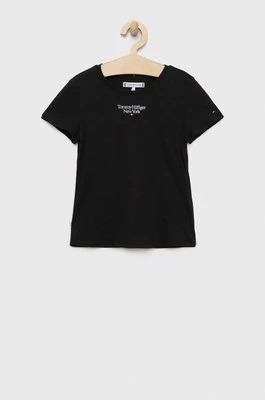 Tommy Hilfiger t-shirt bawełniany dziecięcy kolor czarny