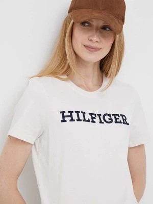 Tommy Hilfiger t-shirt bawełniany kolor beżowy