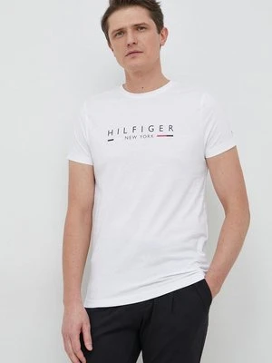 Tommy Hilfiger t-shirt bawełniany kolor biały z nadrukiem