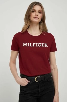 Tommy Hilfiger t-shirt bawełniany kolor bordowy