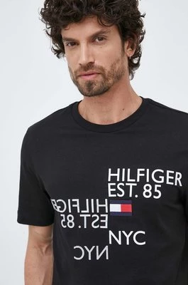 Tommy Hilfiger t-shirt bawełniany kolor czarny z aplikacją