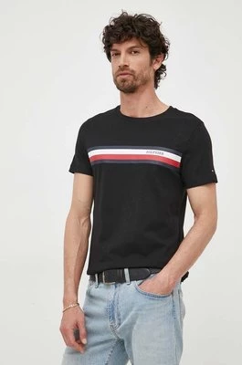 Tommy Hilfiger t-shirt bawełniany kolor czarny z nadrukiem