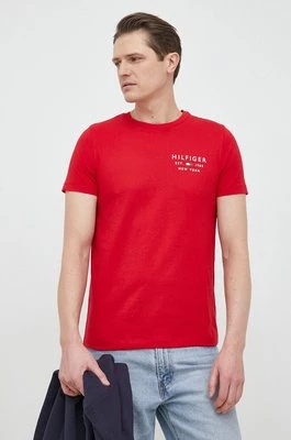 Tommy Hilfiger t-shirt bawełniany kolor czerwony z nadrukiem